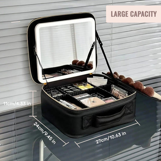 Premium Travel Makeup box with built-in LED mirror