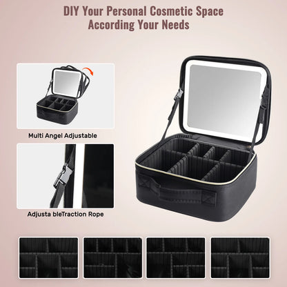 Premium Travel Makeup box with built-in LED mirror