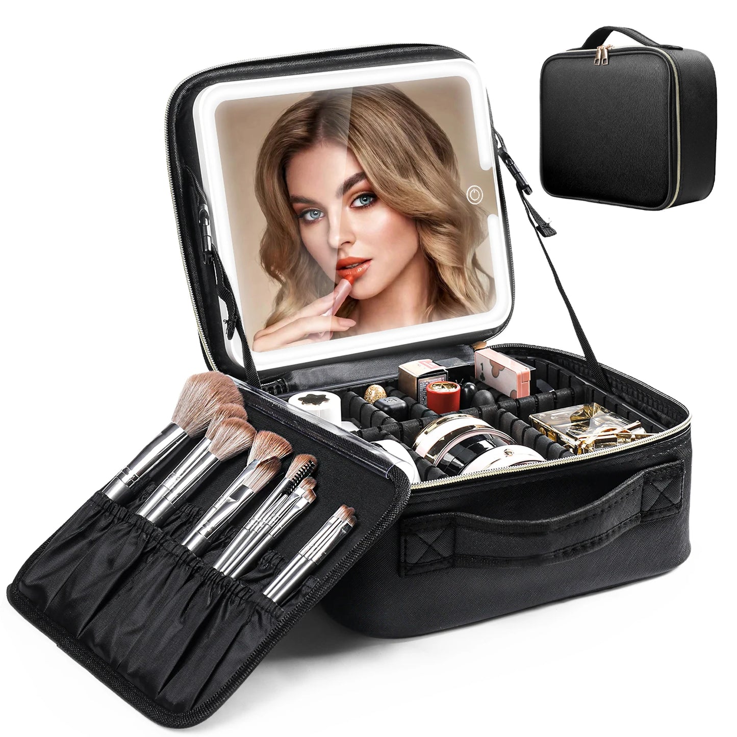 Premium Travel Makeup box with built-in LED mirror