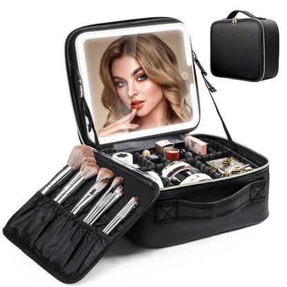 Premium Travel Makeup box with built-in LED mirror