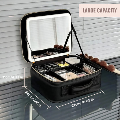 Premium Travel Makeup box with built-in LED mirror